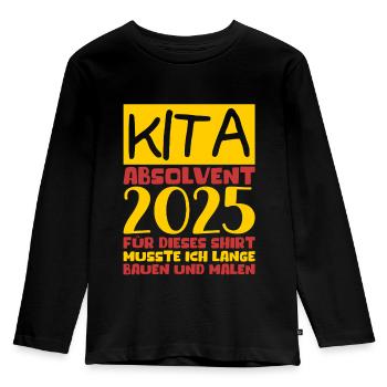 Abschied Kindergarten 2025 Geschenk Mädchen Jungen - Kinder Premium Bio Langarmshirt - Schwarz - Vorne - AI Model Kid Male (0cm)