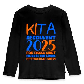Abschied Kindergarten 2025 Geschenk Mädchen Jungen - Kinder Premium Bio Langarmshirt - Schwarz - Vorne - AI Model Kid Male (0cm)