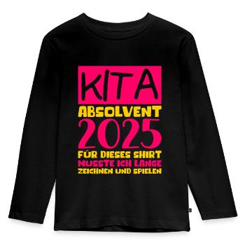 Abschied Kindergarten 2025 Geschenk Mädchen Jungen - Kinder Premium Bio Langarmshirt - Schwarz - Vorne - AI Model Kid Male (0cm)