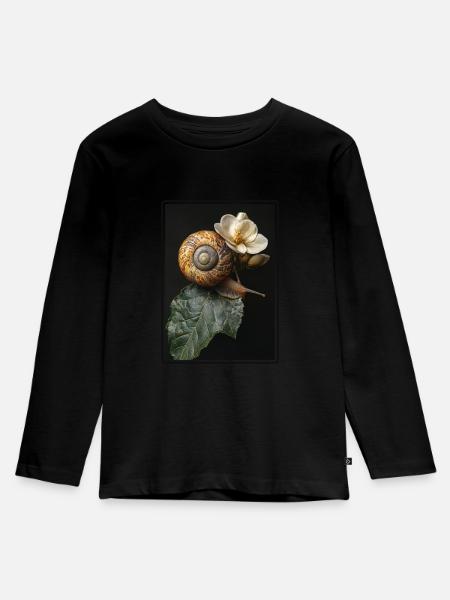 Schnecken Schnecke - Kinder Premium Bio Langarmshirt - Schwarz