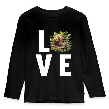 Schnecken Schnecke - Kinder Premium Bio Langarmshirt - Schwarz - Vorne - AI Model Kid Male (0cm)
