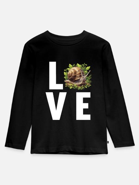 Schnecken Schnecke - Kinder Premium Bio Langarmshirt - Schwarz