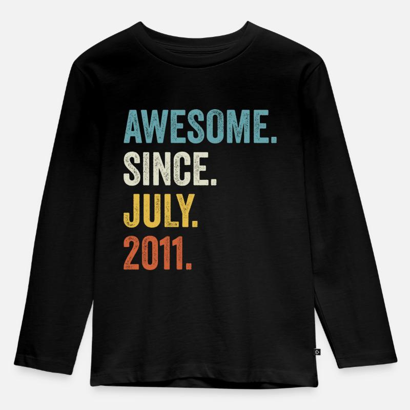 Awesome Since July 2011 11. Geburtstag - Kinder Premium Bio Langarmshirt - Schwarz