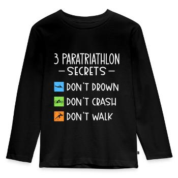 Paratriathlon secrets Do not drown, fall - Kids' Premium Longsleeve Shirt - black - Front - AI Model Kid Male (0cm)
