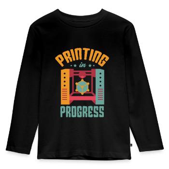 Drucken Läuft Besitzer Des 3d-druckers 3d-druck - Kinder Premium Bio Langarmshirt - Schwarz - Vorne - AI Model Kid Male (0cm)