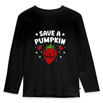 Speichern Sie Eine Kürbis-erdbeere, Die - Kinder Premium Bio Langarmshirt - Schwarz - Vorne - AI Model Kid Male (0cm)