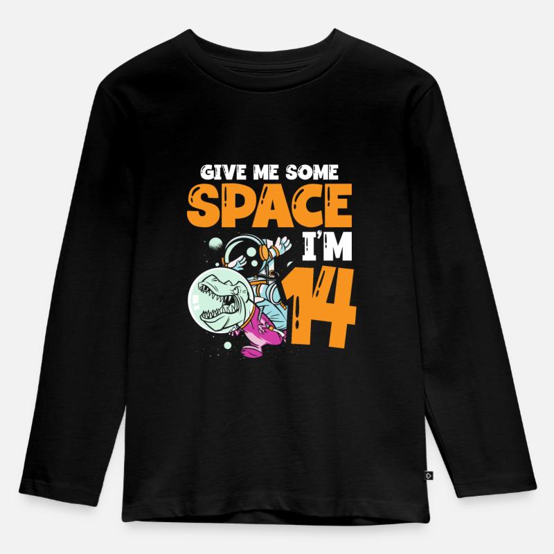 Gib Mir Etwas Platz, Ich Bin 14 Astronaut Happy - Kinder Premium Bio Langarmshirt - Schwarz