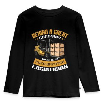 Logistiker Beruf Sendungsverfolgung Lieferung - Kinder Premium Bio Langarmshirt - Schwarz - Vorne - AI Model Kid Male (0cm)