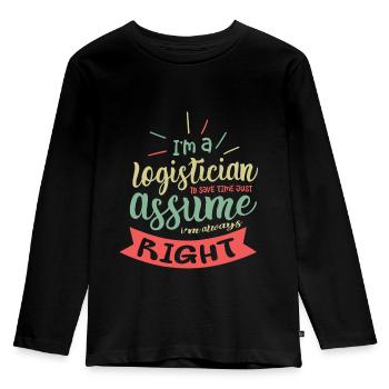 Logistiker Beruf Sendungsverfolgung Lieferung - Kinder Premium Bio Langarmshirt - Schwarz - Vorne - AI Model Kid Male (0cm)