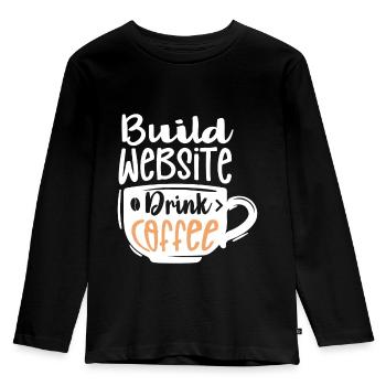 Website Erstellen Kaffee Trinken Liebhaber Job - Kinder Premium Bio Langarmshirt - Schwarz - Vorne - AI Model Kid Male (0cm)