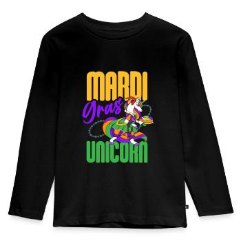 Karneval-einhorn-liebhaber-shenanigan-maskerade - Kinder Premium Bio Langarmshirt - Schwarz - Vorne - AI Model Kid Male (0cm)