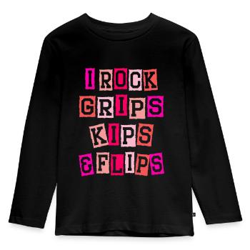 I Rock Grips Kipps And Flips Cartwheel Gymnast - Kids' Premium Longsleeve Shirt - black - Front - AI Model Kid Male (0cm)