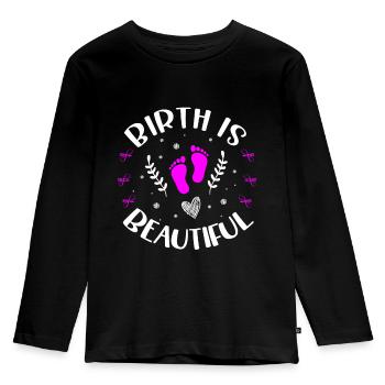 Doula Hebamme Geburt Geburt Schwangerschaft - Kinder Premium Bio Langarmshirt - Schwarz - Vorne - AI Model Kid Male (0cm)