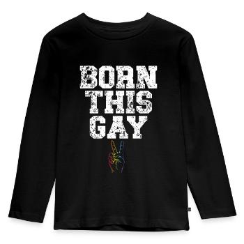 Born This Gay Sexual Diversity Gay - Kids' Premium Longsleeve Shirt - black - Front - AI Model Kid Male (0cm)