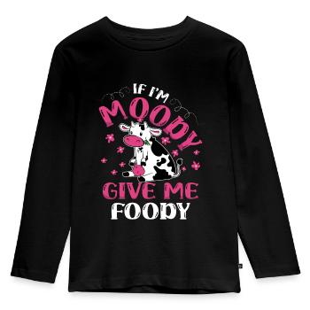 Wenn Ich Launisch Bin, Gib Mir Foody Animal Cow - Kinder Premium Bio Langarmshirt - Schwarz - Vorne - AI Model Kid Male (0cm)