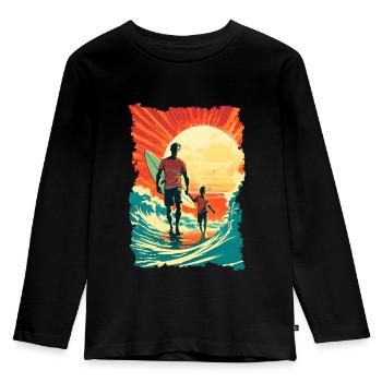 Père et fils surfeur cadeau surfeur - T-shirt manches longues Premium Enfant - noir - Devant - AI Model Kid Male (0cm)