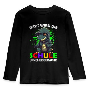 Erstklässler | Einschulung | Schulanfang - Kinder Premium Bio Langarmshirt - Schwarz - Vorne - AI Model Kid Male (0cm)