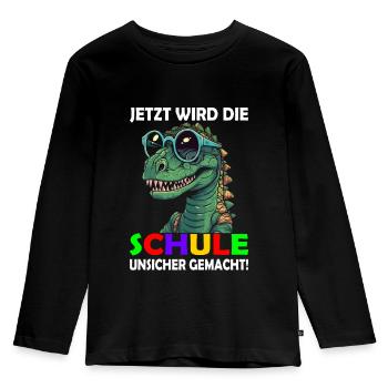 Erstklässler | Einschulung | Schulanfang - Kinder Premium Bio Langarmshirt - Schwarz - Vorne - AI Model Kid Male (0cm)