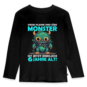 Endlich 6 Jahre alt | 6. Geburtstag - Kinder Premium Bio Langarmshirt - Schwarz - Vorne - AI Model Kid Male (0cm)