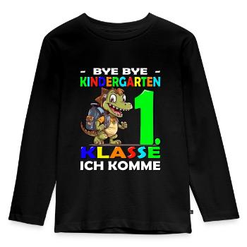 Bye Kindergarten | Schulanfang | Einschulung - Kinder Premium Bio Langarmshirt - Schwarz - Vorne - AI Model Kid Male (0cm)