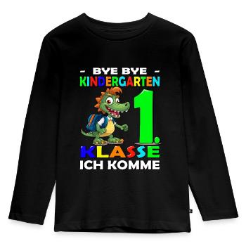 Bye Kindergarten | Schulanfang | Einschulung - Kinder Premium Bio Langarmshirt - Schwarz - Vorne - AI Model Kid Male (0cm)