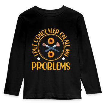 I apply concealer to all my problems - Kids' Premium Longsleeve Shirt - black - Front - AI Model Kid Male (0cm)