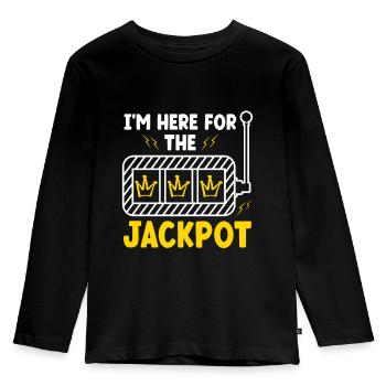 Spielautomat Roulette Gambler Casino Glücksspiel - Kinder Premium Bio Langarmshirt - Schwarz - Vorne - AI Model Kid Male (0cm)