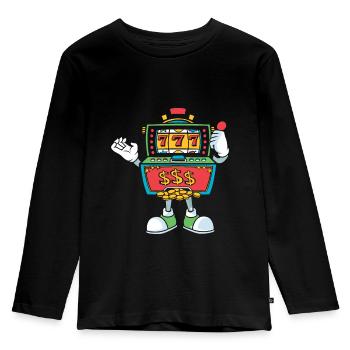 Spielautomat Roulette Wetten Casino Glücksspiel - Kinder Premium Bio Langarmshirt - Schwarz - Vorne - AI Model Kid Male (0cm)