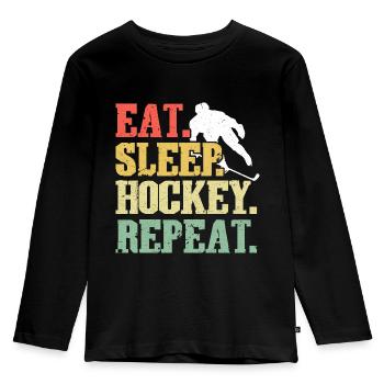 Eat Sleep Hockey Repeat - Professional Ice Hockey - Kinder Premium Bio Langarmshirt - Schwarz - Vorne - AI Model Kid Male (0cm)