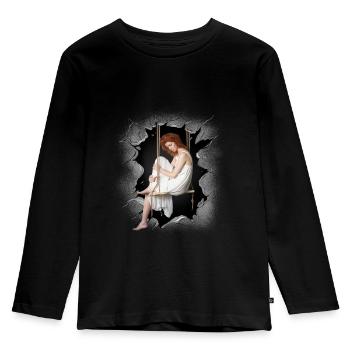 Mädchen Emotionen Gefühle Depression Trauer - Kinder Premium Bio Langarmshirt - Schwarz - Vorne - AI Model Kid Male (0cm)