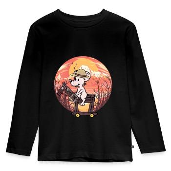 Wild West Mouse Rider Cheval Chevaux - T-shirt manches longues Premium Enfant - noir - Devant - AI Model Kid Male (0cm)