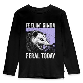 Feeling Kinda Feral Today Funny Raccoon Vintage - Kids' Premium Longsleeve Shirt - black - Front - AI Model Kid Male (0cm)