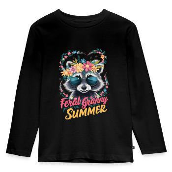 Feral Granny Summer Grandma Grandmother Women 2024 - Kids' Premium Longsleeve Shirt - black - Front - AI Model Kid Male (0cm)