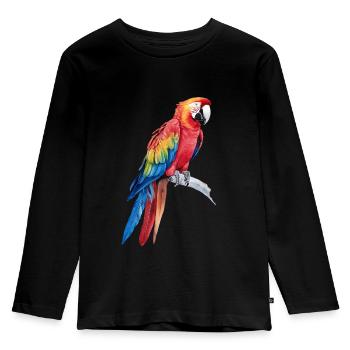 Watercolour Colorful Scarlet Macaw Parrot Bird - Kids' Premium Longsleeve Shirt - black - Front - AI Model Kid Male (0cm)