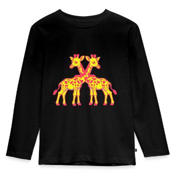 Giraffe Giraffen Zoo Zootiere Kinder Kind Safari - Kinder Premium Bio Langarmshirt - Schwarz - Vorne - AI Model Kid Male (0cm)