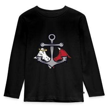 Anker Seefahrt Seemann okkult spirituell - Kinder Premium Bio Langarmshirt - Schwarz - Vorne - AI Model Kid Male (0cm)