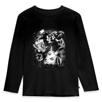 Halloween Ritual Horror Mitternacht Satan Voodoo - Kinder Premium Bio Langarmshirt - Schwarz - Vorne - AI Model Kid Male (0cm)