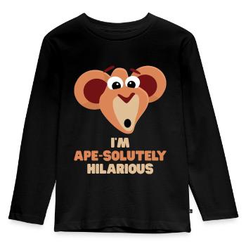 Affe lustig Spruch I'm Ape-solutely Hilarious - Kinder Premium Bio Langarmshirt - Schwarz - Vorne - AI Model Kid Male (0cm)