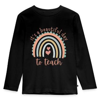 It's a wonderful day to teach - Kids' Premium Longsleeve Shirt - black - Front - AI Model Kid Male (0cm)