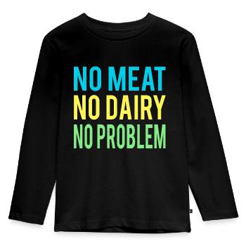 No meat, no dairy, no problem, vegan - Kids' Premium Longsleeve Shirt - black - Front - AI Model Kid Male (0cm)