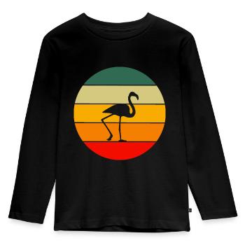 Vogelliebhaber Tropisches Tier Geschenk Flamingo - Kinder Premium Bio Langarmshirt - Schwarz - Vorne - AI Model Kid Male (0cm)