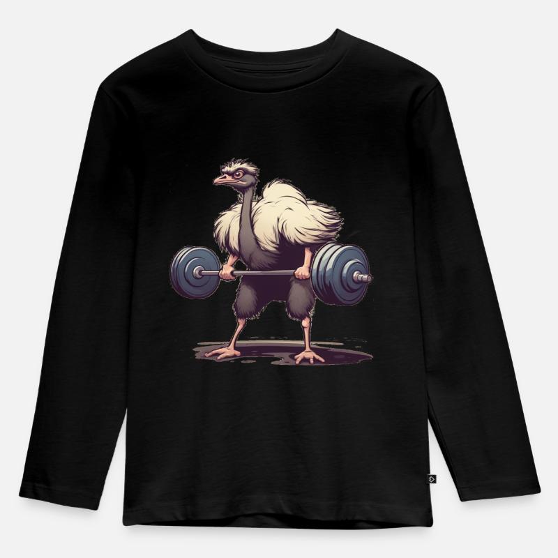 Strauß - Kinder Premium Bio Langarmshirt - Schwarz