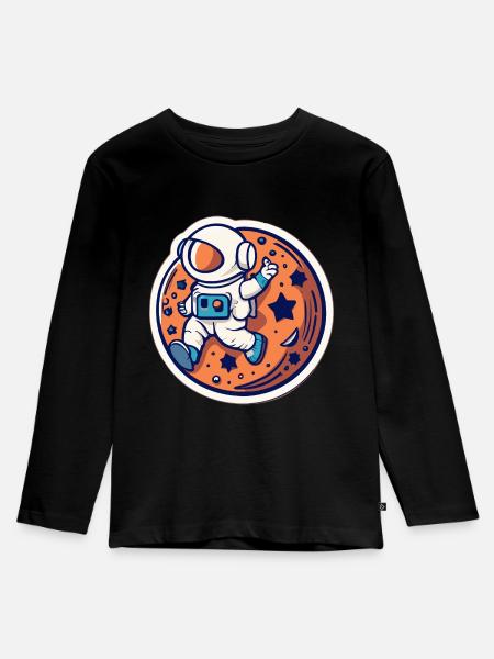 Planeten - Kinder Premium Bio Langarmshirt - Schwarz