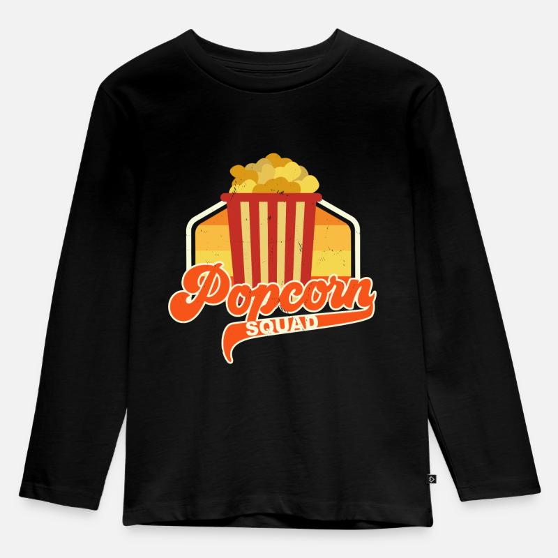 Popcorn Squad Filme Corn Salty Popcorn - Kinder Premium Bio Langarmshirt - Schwarz