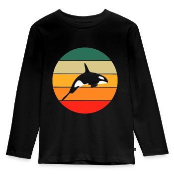 Retro Killerwal - Kinder Premium Bio Langarmshirt - Schwarz - Vorne - AI Model Kid Male (0cm)