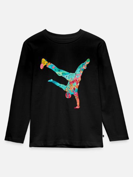Breakdance Breakdancer PopArt - Kinder Premium Bio Langarmshirt - Schwarz