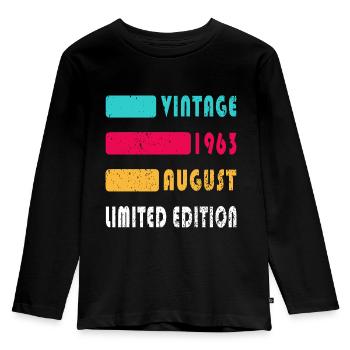 August 1963 Jahrestag August 1963 August - Kinder Premium Bio Langarmshirt - Schwarz - Vorne - AI Model Kid Male (0cm)