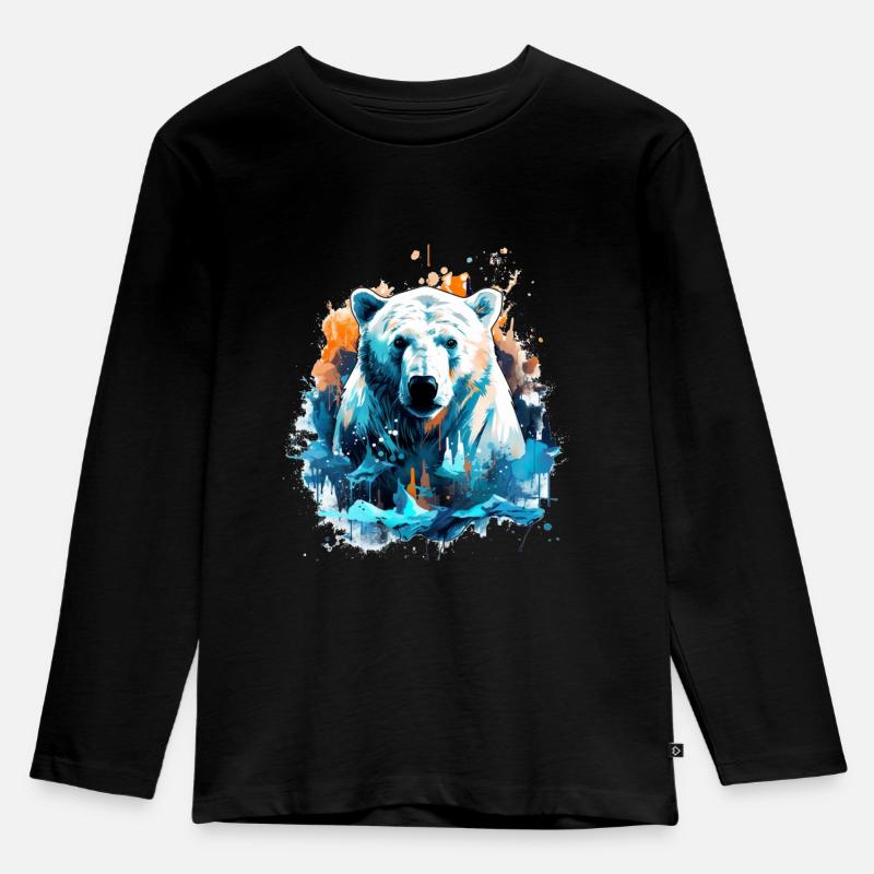 Eisbär - Kinder Premium Bio Langarmshirt - Schwarz