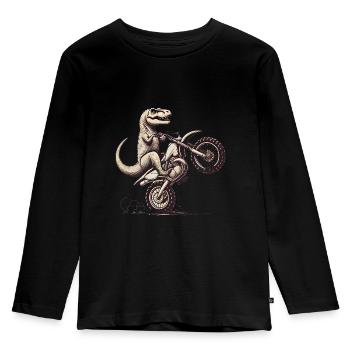 Dino Wheelie sur Dirt Bike Graphique - T-shirt manches longues Premium Enfant - noir - Devant - AI Model Kid Male (0cm)
