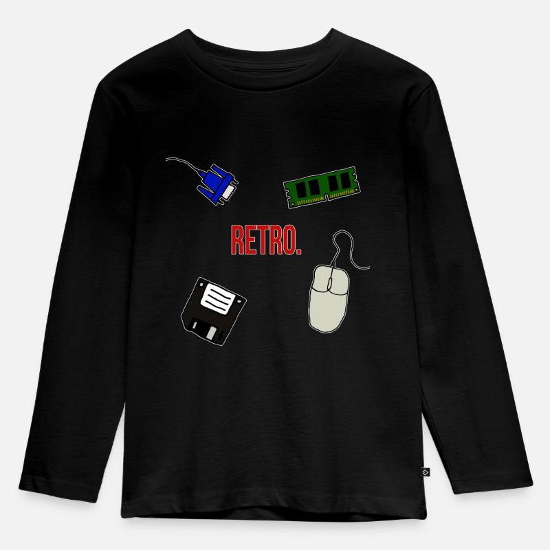 Retro Computer Lettering Statement Gift 90s - Kids' Premium Longsleeve Shirt - black